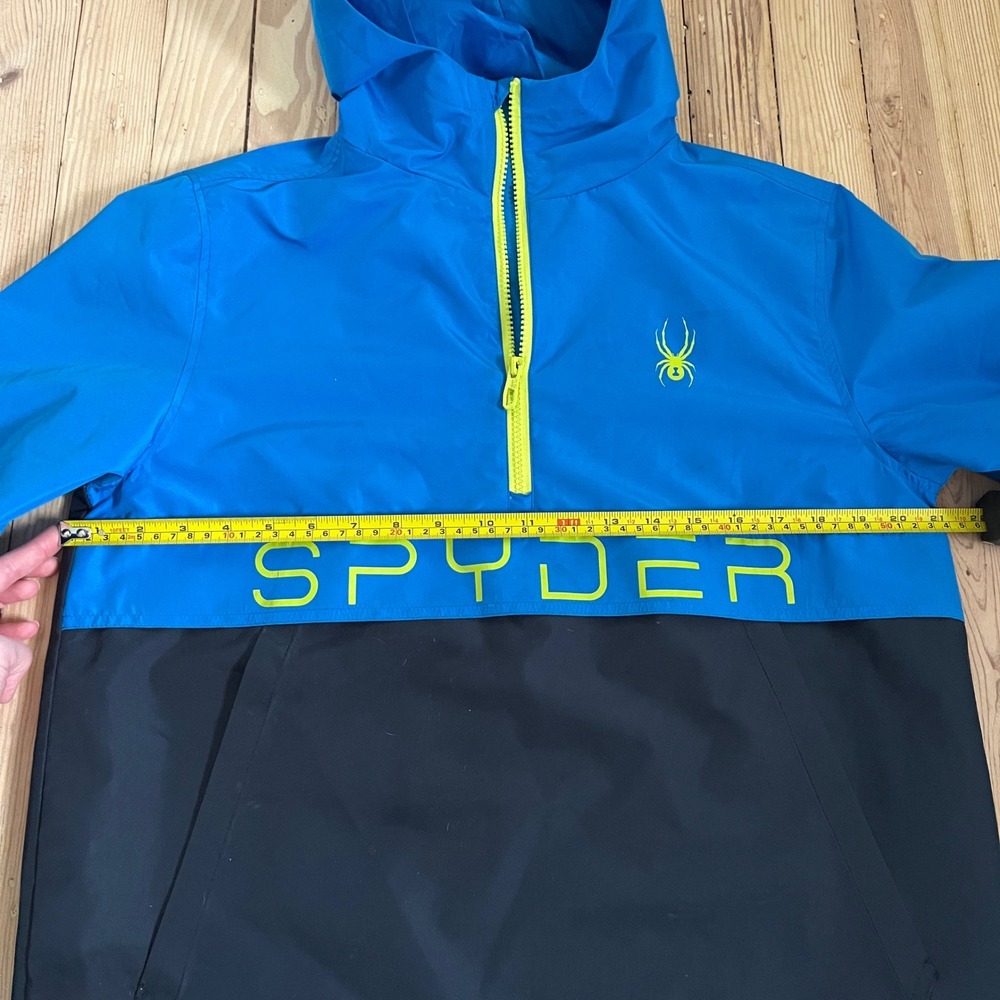 Spyder Boys‎ Blue Black Colorblock Half Zip Hooded Anorak Rain Jacket Sz L 14/16 - Picture 9 of 9